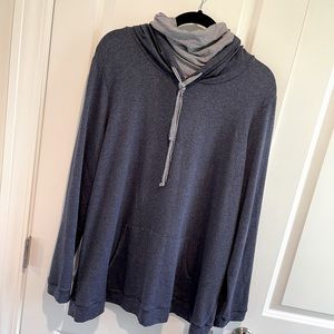 Navy Blue Mock Neck Hoodie